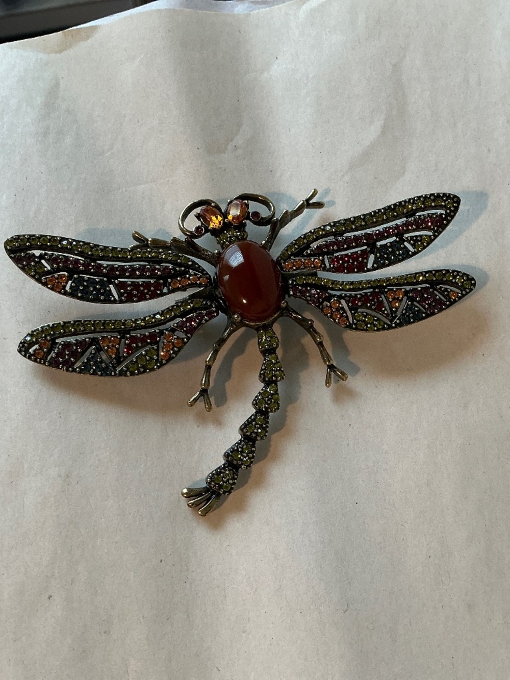 Heidi Daus Dragonfly Multicolored Crystal Brooch
